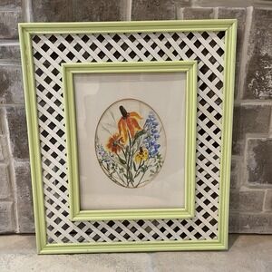 VTG Original Watercolor Painting 22.5x19.5 Inch Wild Flower Bouquet Signed Texas